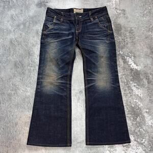 Vintage Faded Flared Lolita Jeans! Honeycomb Fading. Size 32 x 28